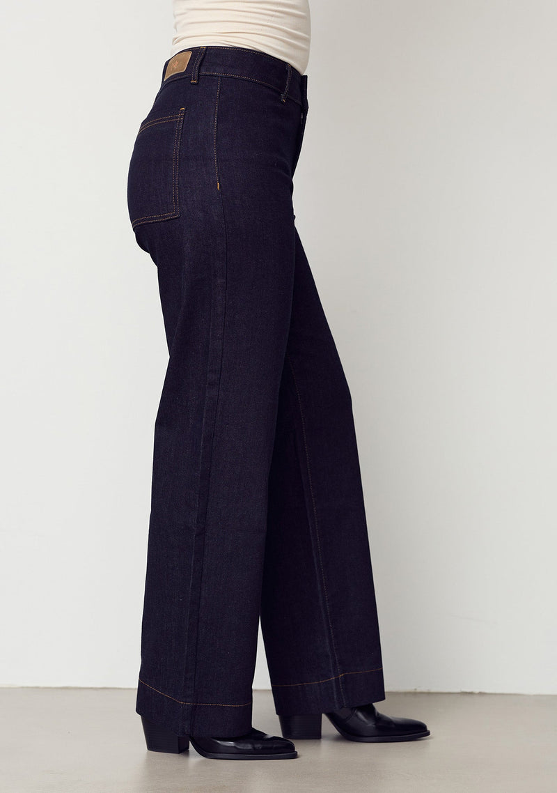 I SAY Como Raka Jeans med Hög Midja Otvättad Denim