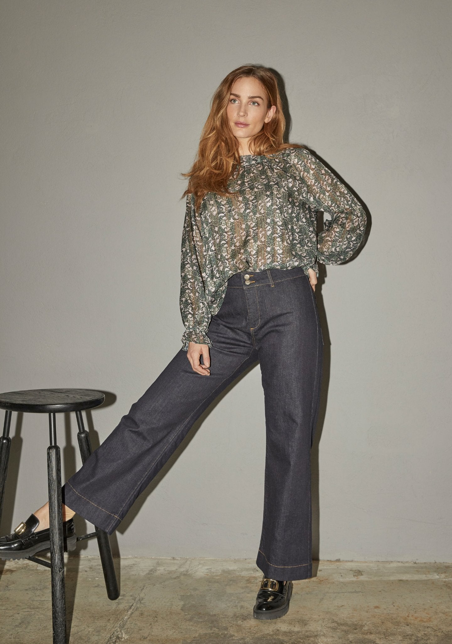I SAY Como Raka Jeans med Hög Midja Otvättad Denim