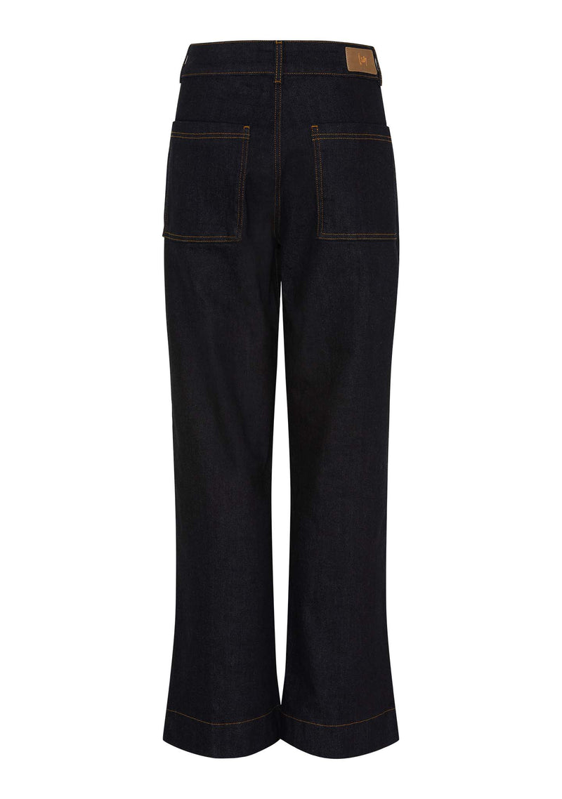 I SAY Como Raka Jeans med Hög Midja Otvättad Denim