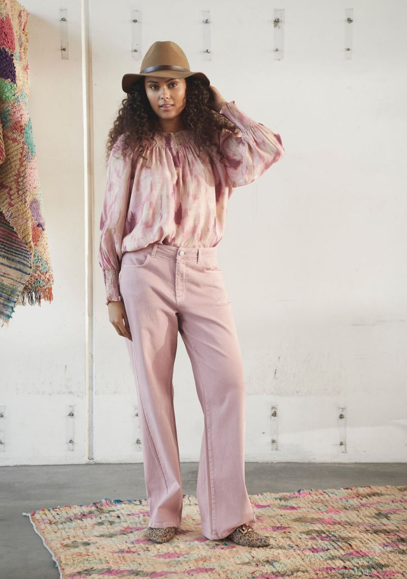 I SAY Como Twill Klassiska Byxor med Raka, Vida Ben Washed Rose
