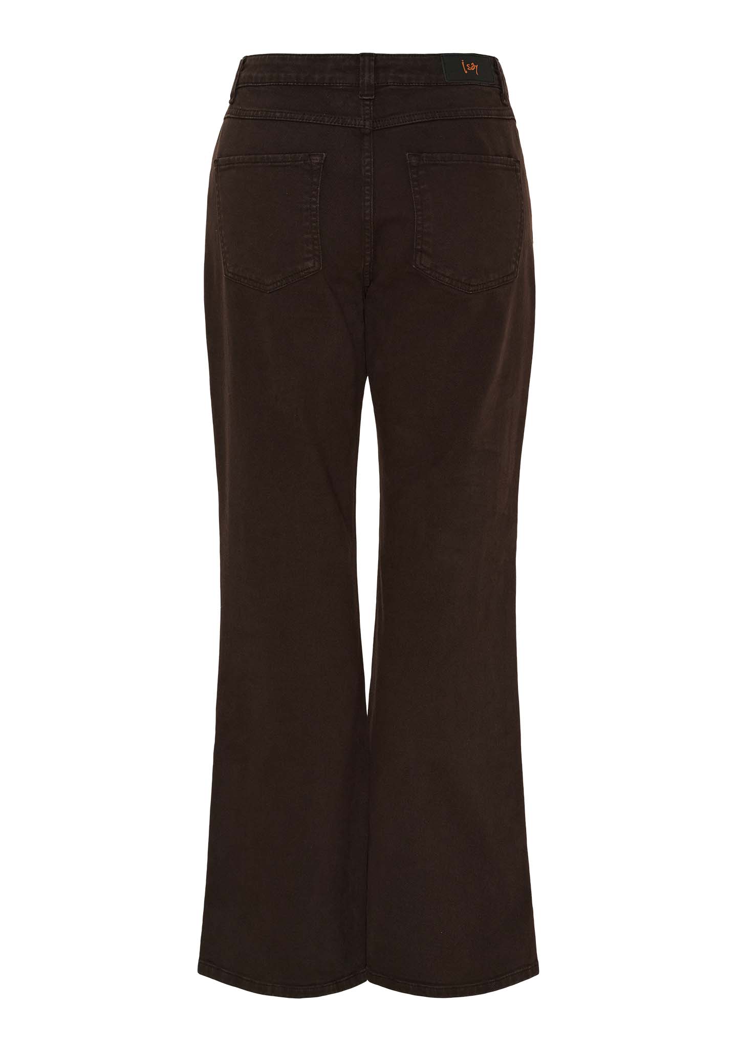I SAY Como Twill Flare Byxa med Knappdetalj Mörkbrun