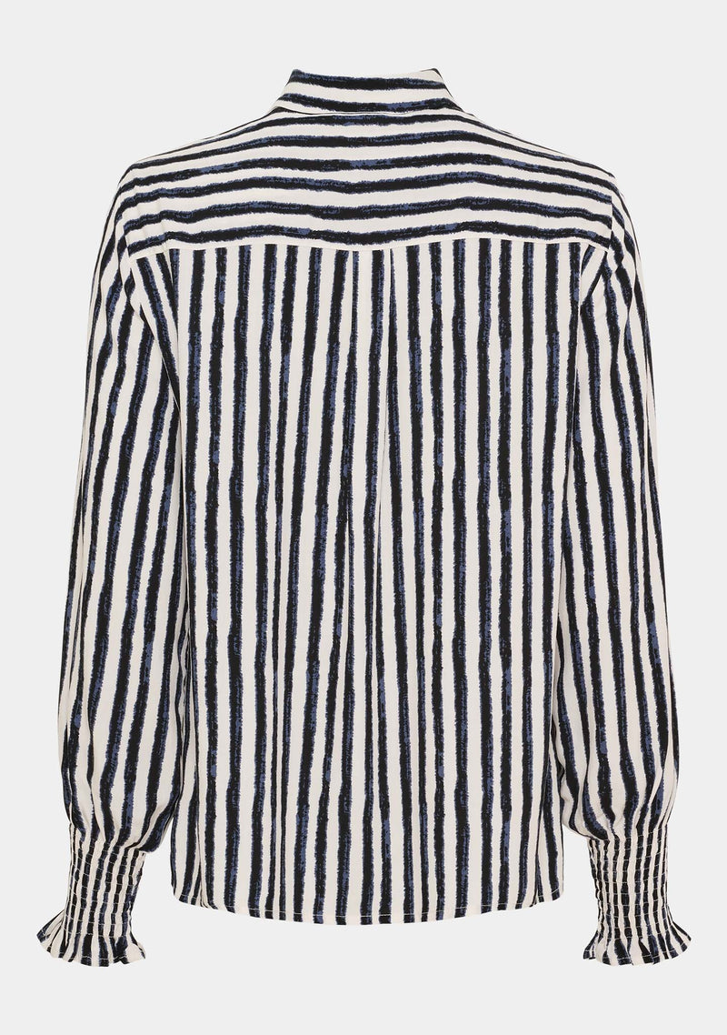 I SAY Gyta Smock Randig Skjorta Creamy w/Black