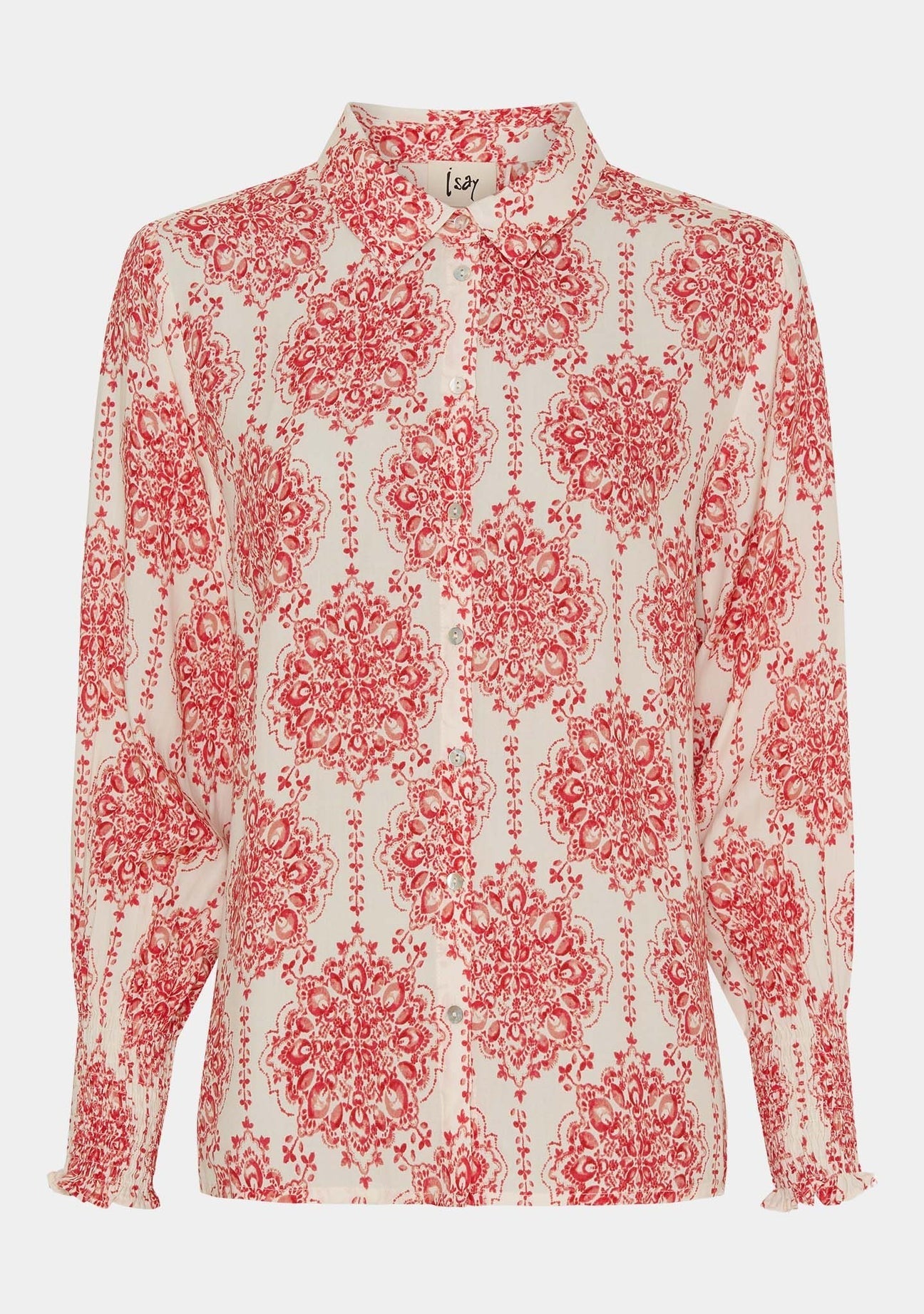 I SAY Gyta Smockad Blus Red Floral