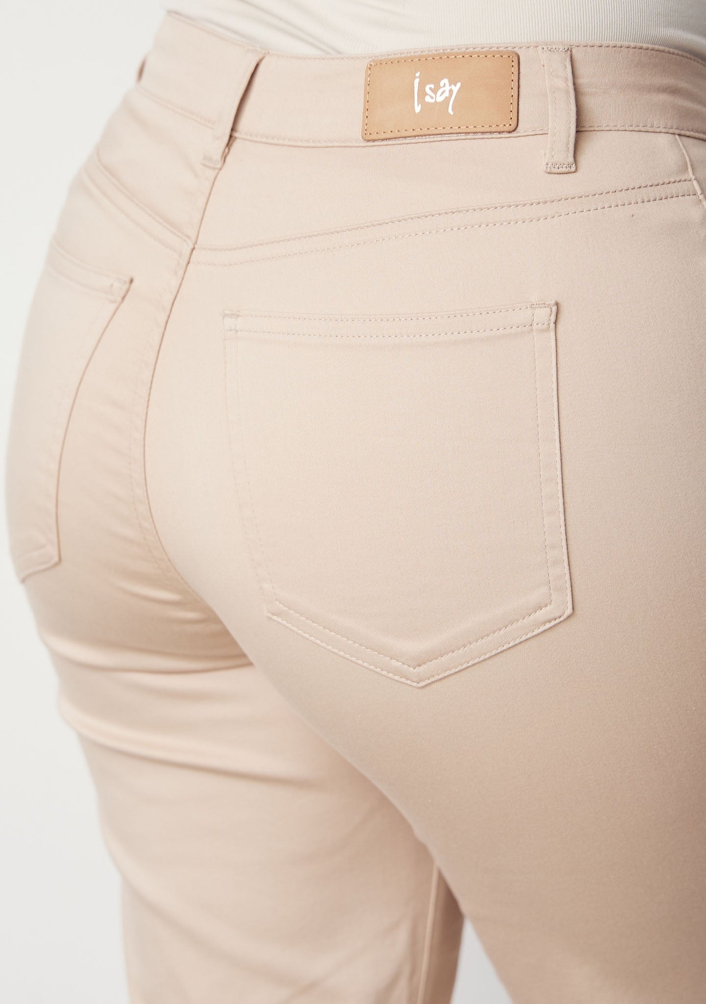 I SAY Lång Raka Byxor Sand