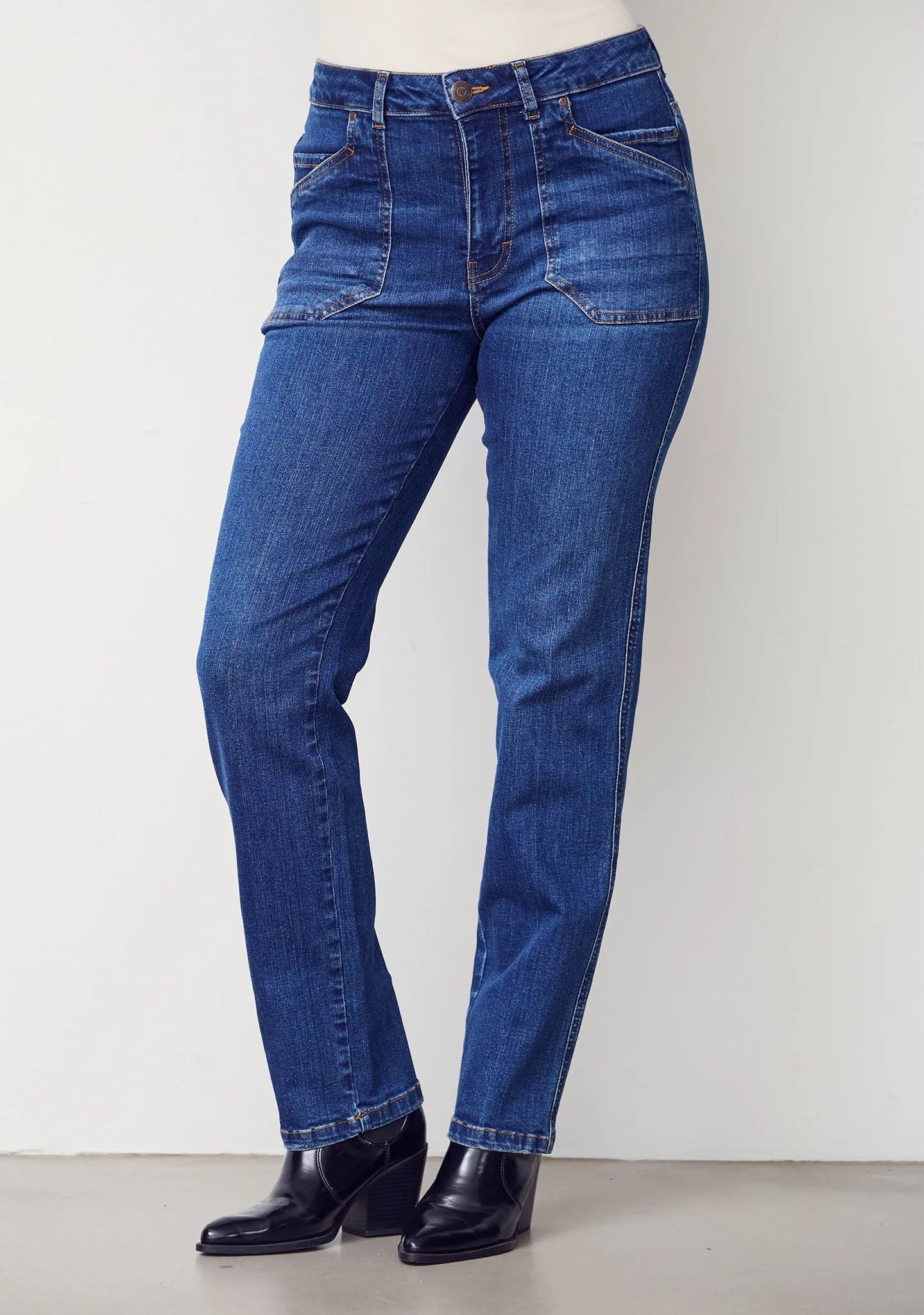 I SAY Portofino Raka Jeans Mörkare Klassisk Tvätt