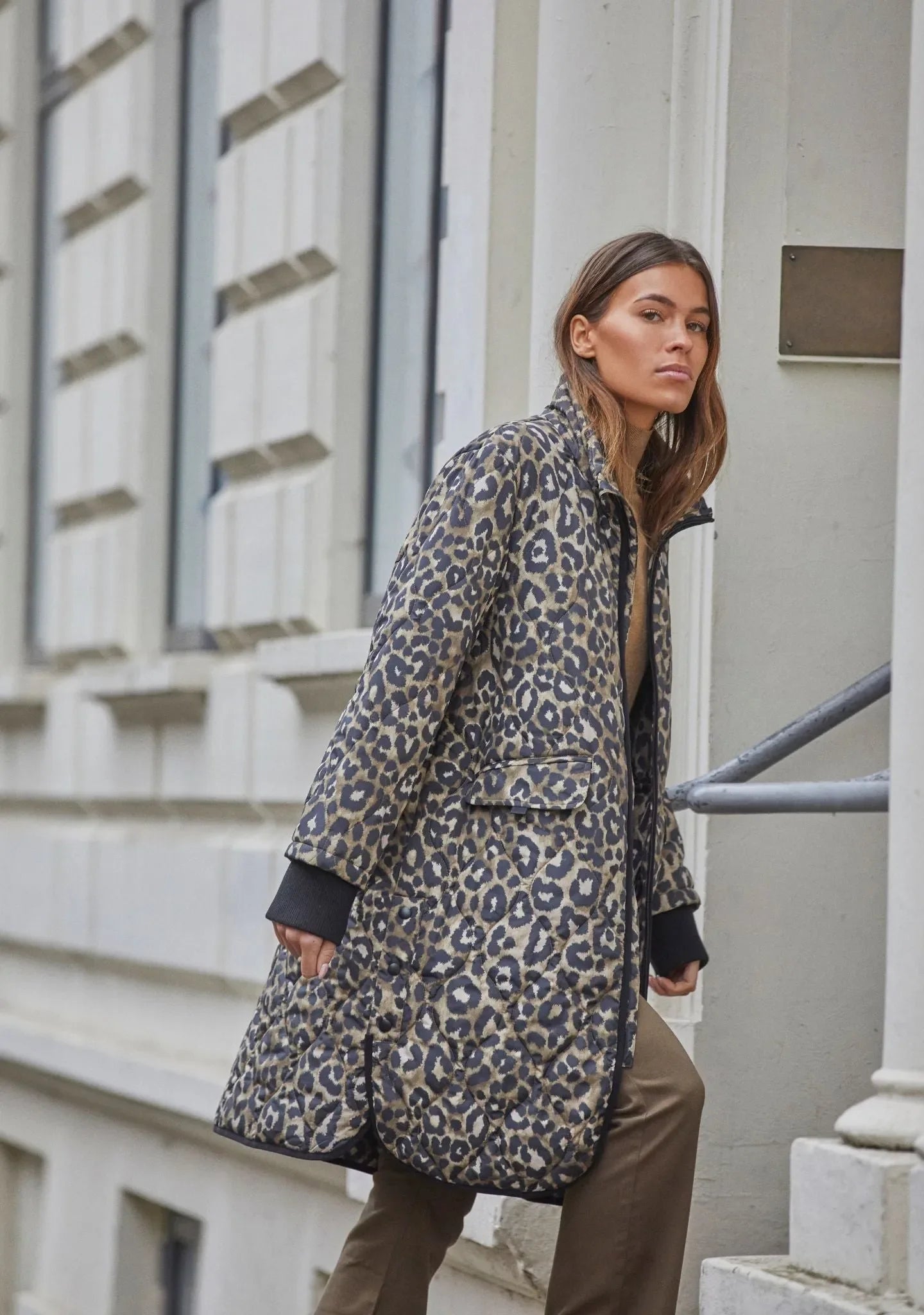I SAY Quiltad Jacka Diddi med Leopard Print