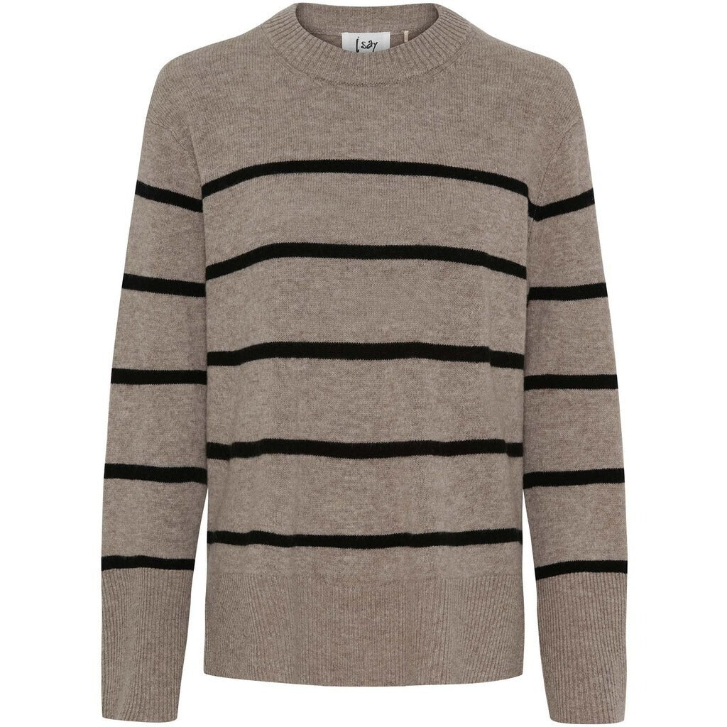 I SAY Robin O-neck Tröja Potato Black Stripe