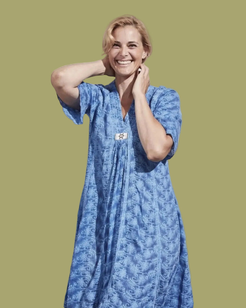 Gossip Midiklänning Dies Ekologisk Bomull Blå