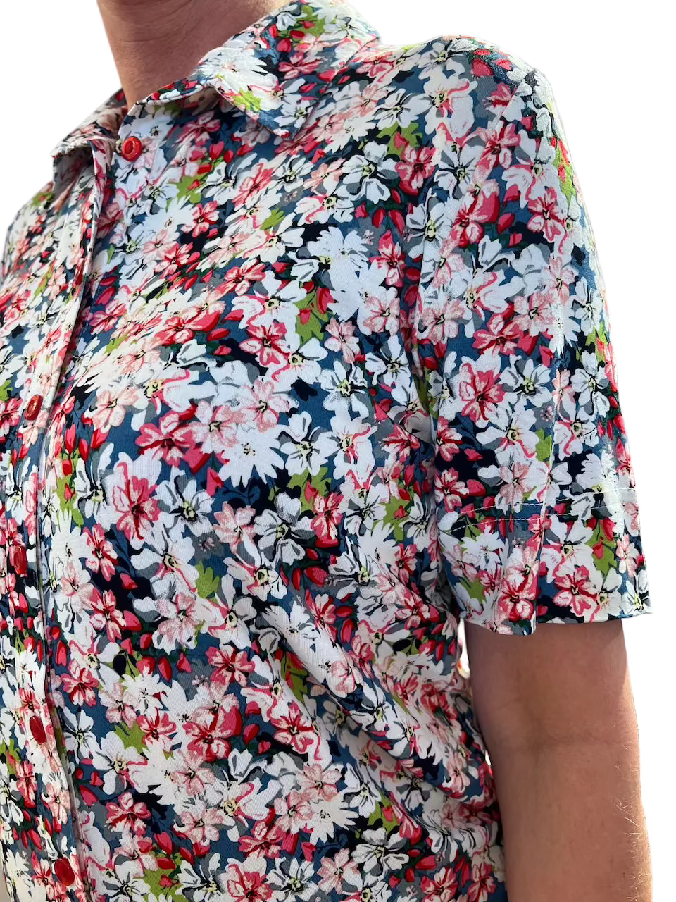 Victoria by AGA Blomming Jersey skjortblus Rosa