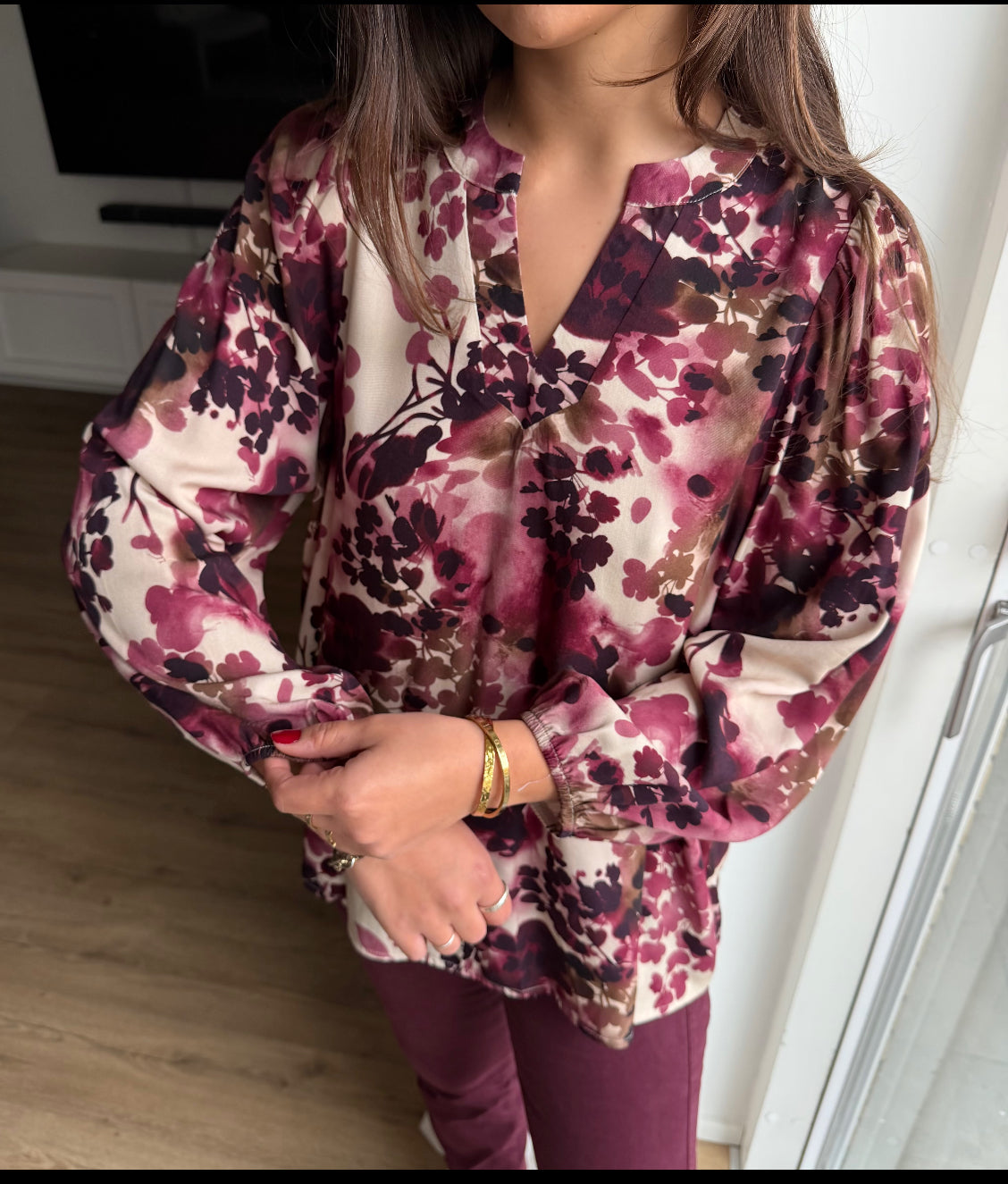 2-BIZ Suna mönstradblus Vinröd/Rose - Fuchsia Fashion