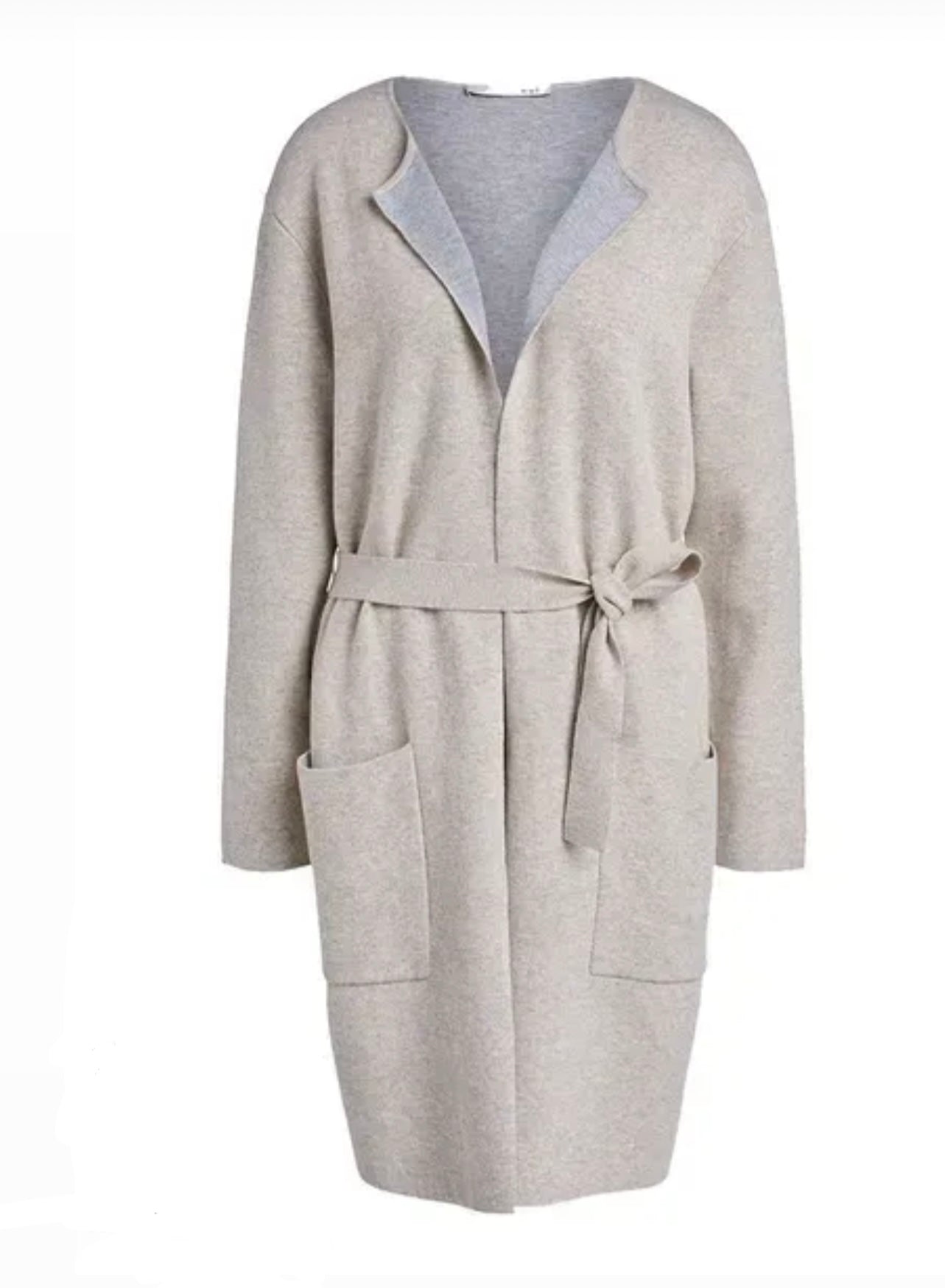 OUI Stickad Långkofta Melange Beige Melange