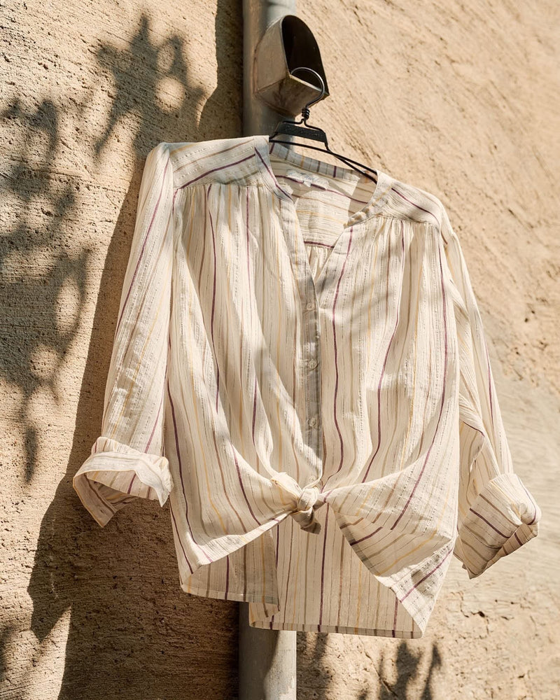 Red Button Blus lurex stripe Ecru