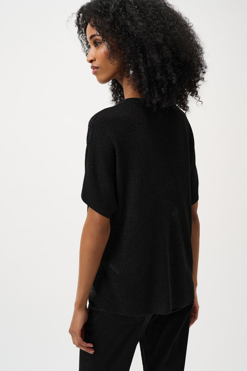 Joseph Ribkoff Glittrig Stickad T-shirt med Strass Svart