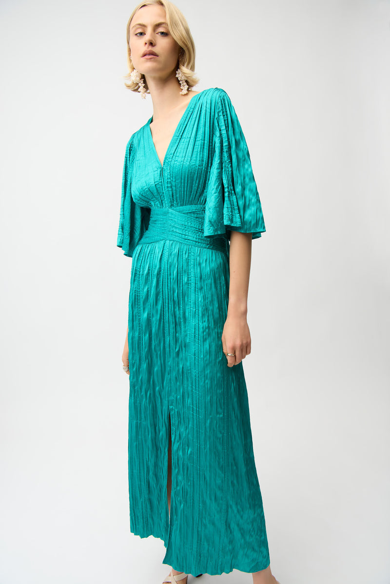 Joseph Ribkoff Plisserad Satin­klänning i fit & flare-modell Oceanic