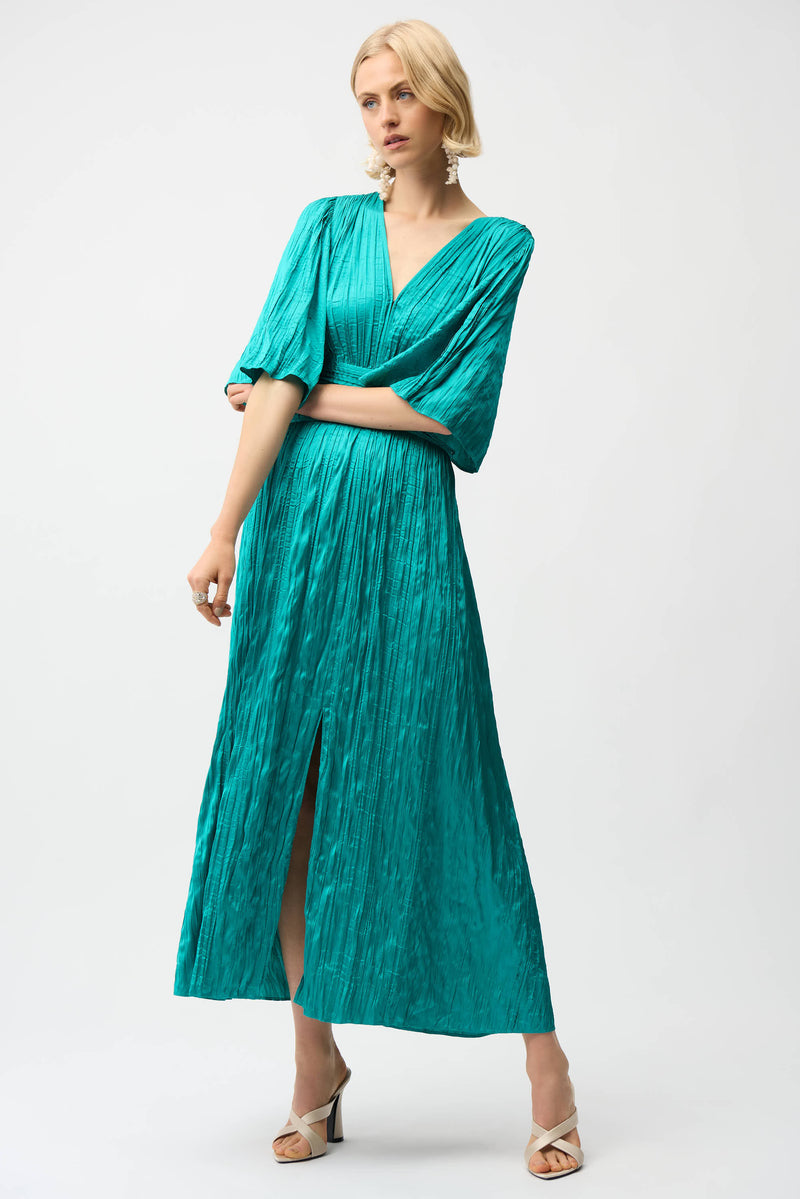 Joseph Ribkoff Plisserad Satin­klänning i fit & flare-modell Oceanic