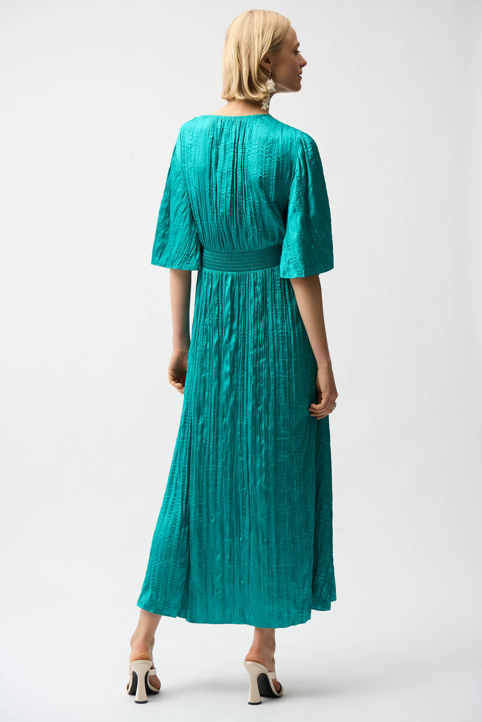 Joseph Ribkoff Plisserad Satin­klänning i fit & flare-modell Oceanic
