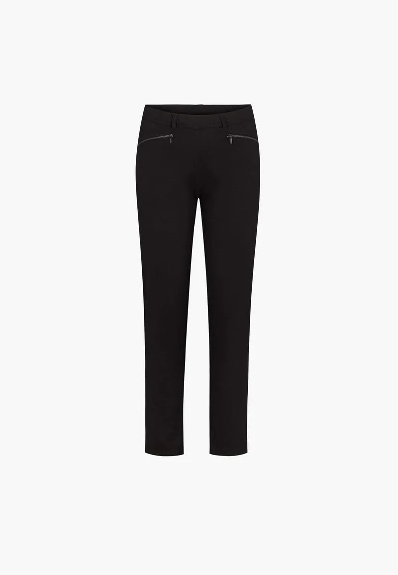 LAURIE Byxor Rylie Regular Medellång Black brushed