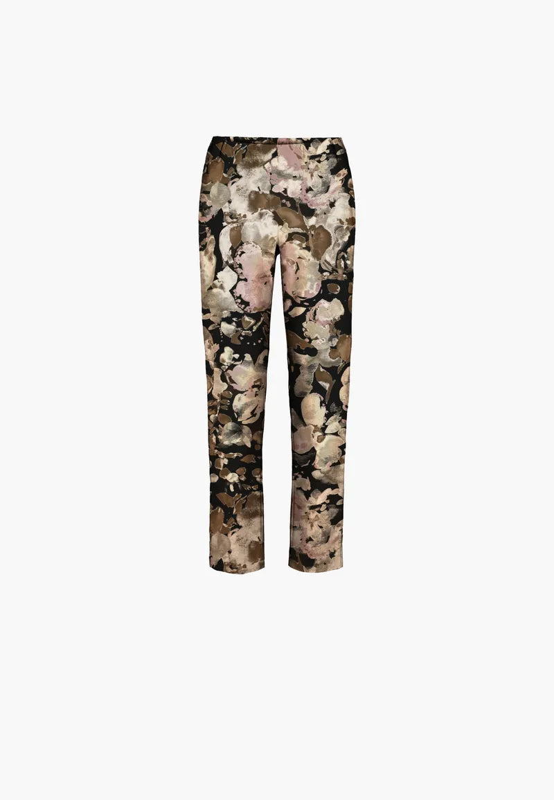 LAURIE Byxor Taylor Regular Korta Black Flower Print