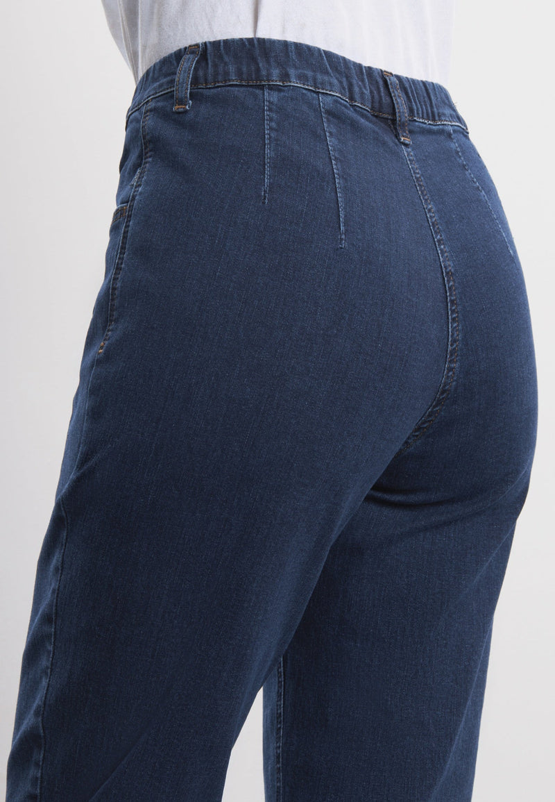 LAURIE Kelly Regular Mörkblå Denimbyxa med Elastisk Midja