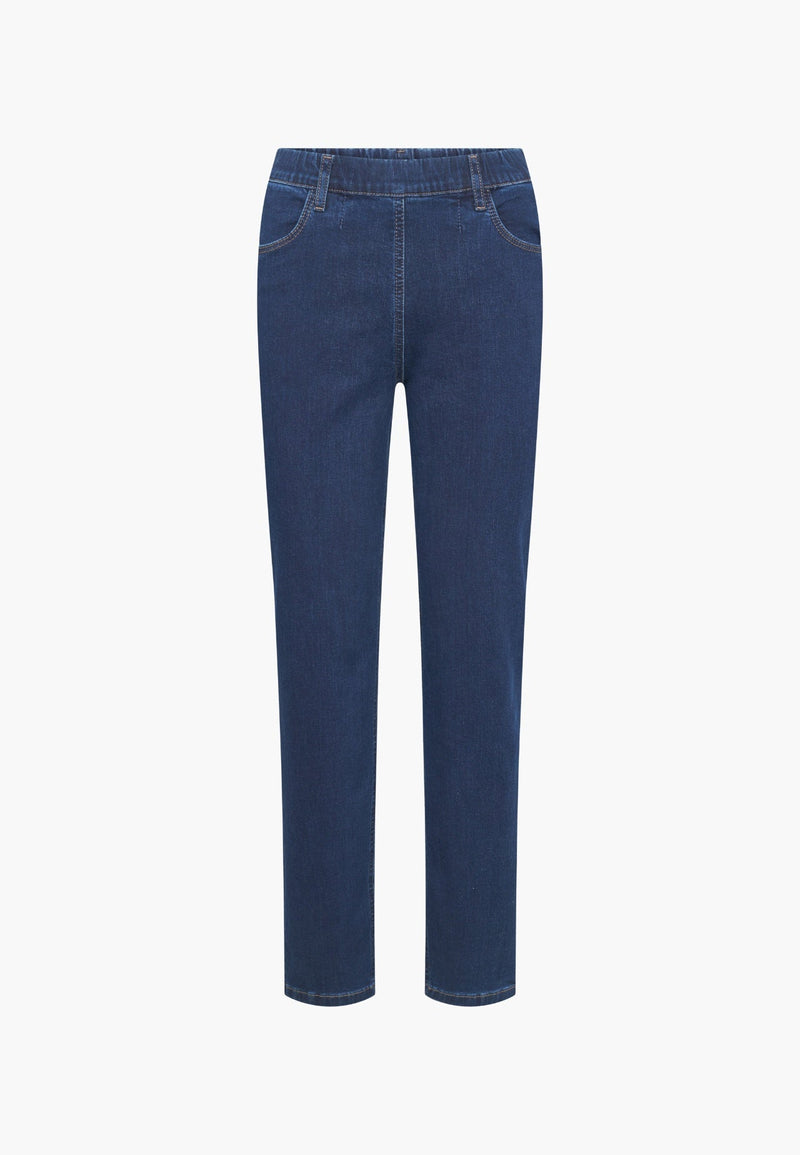 LAURIE Kelly Regular Mörkblå Denimbyxa med Elastisk Midja