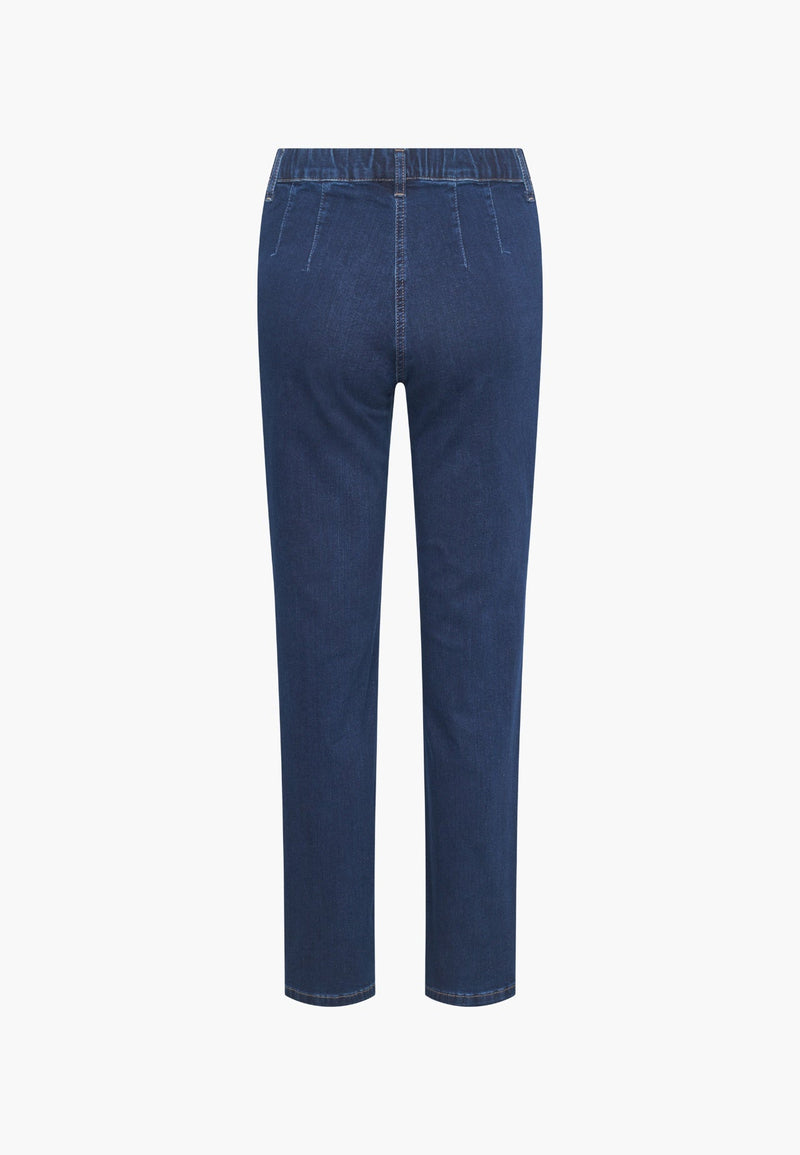LAURIE Kelly Regular Mörkblå Denimbyxa med Elastisk Midja