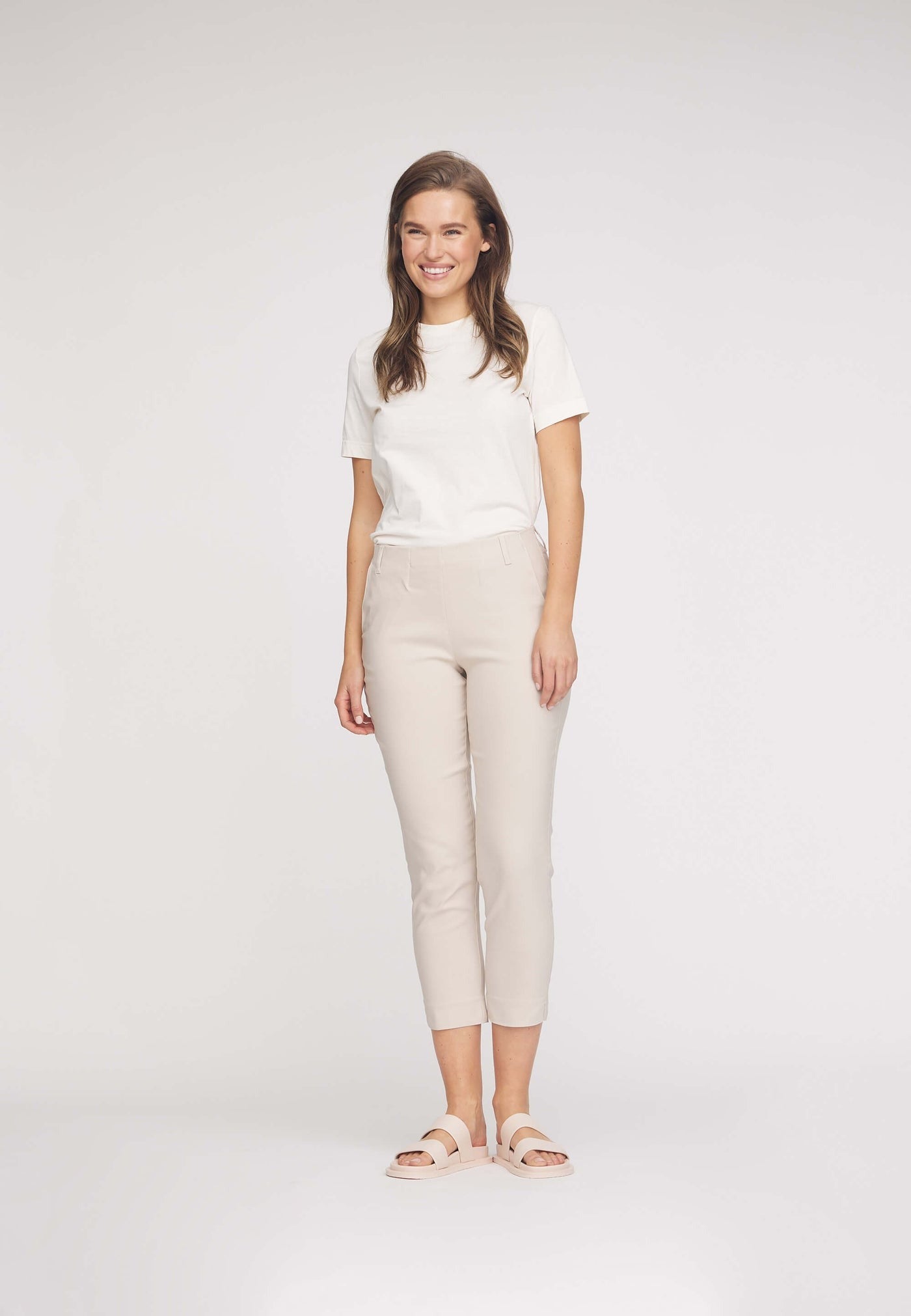 LauRie Byxor Taylor Regular Cropped Grey Sand