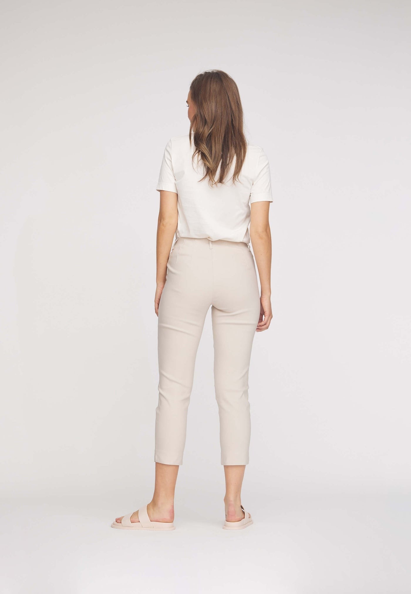 LauRie Byxor Taylor Regular Cropped Grey Sand