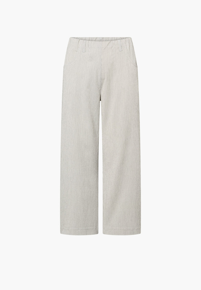 LauRie Mirakelbyxa Donna Loose Cropped White Pinstripe
