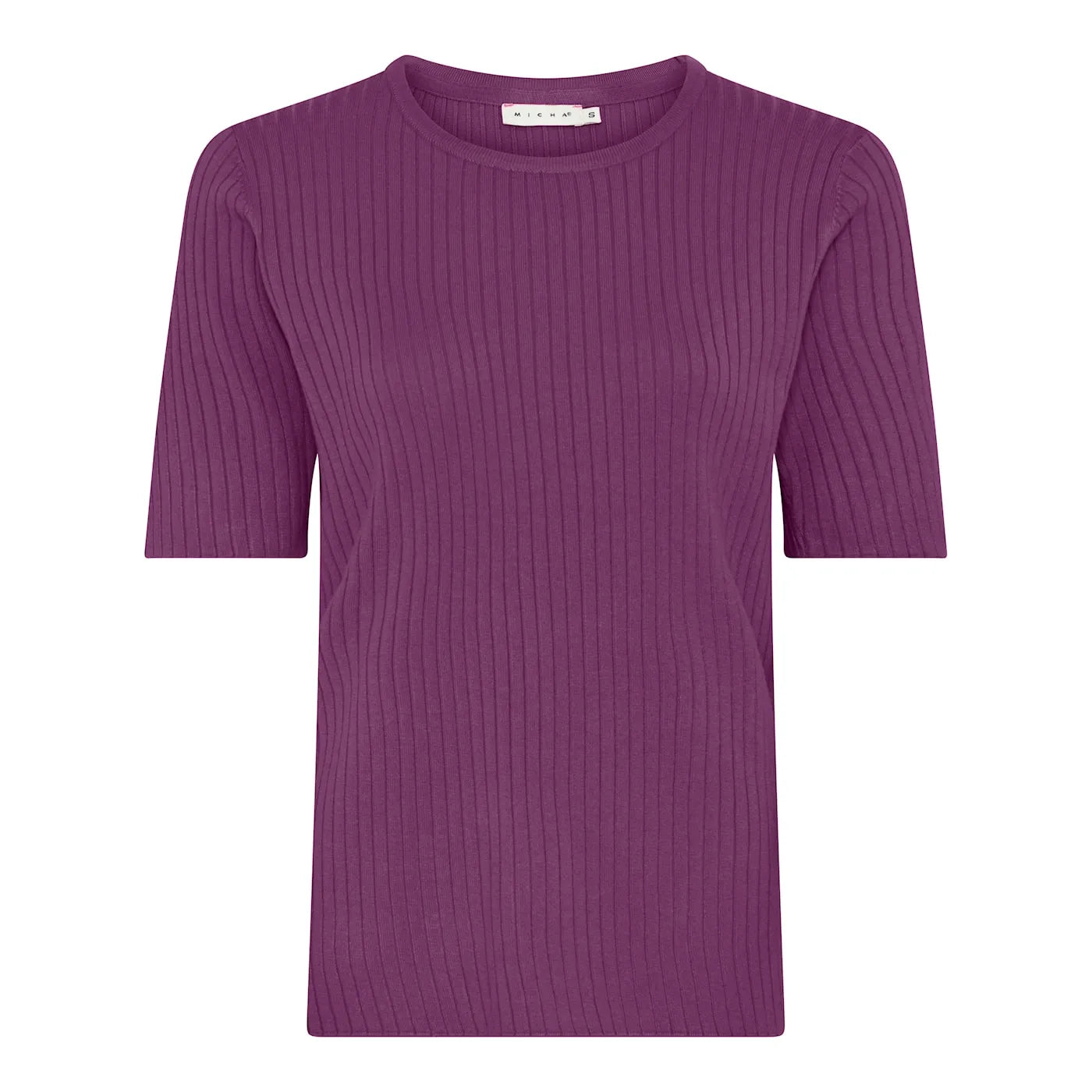 MICHA Enkel Ribbad Tröja Lila