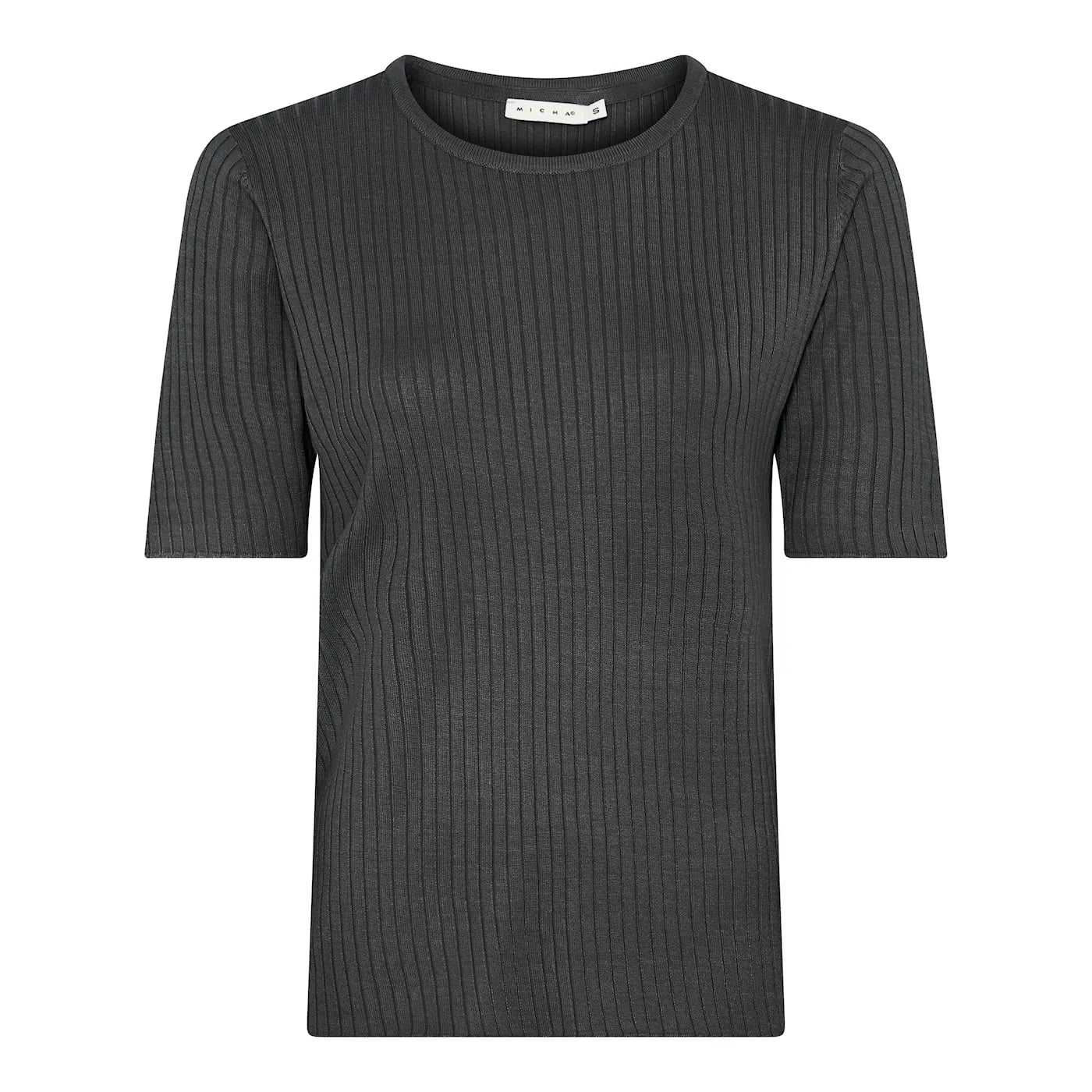 MICHA Enkel Ribbad Tröja Svart