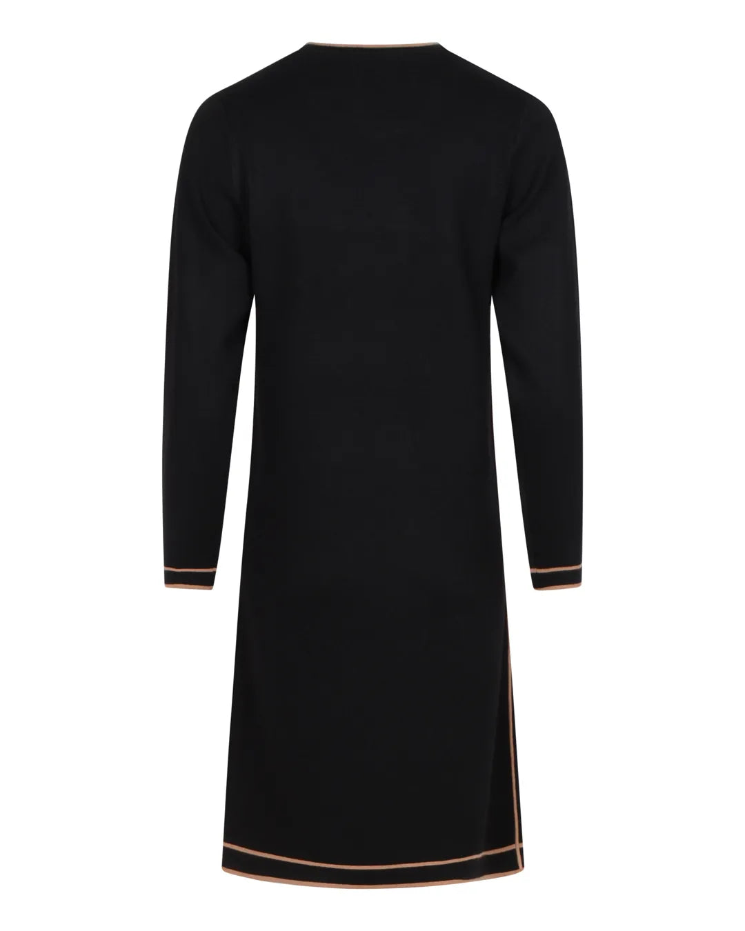 MICHA Klänning stickad rak med fickor Svart/Konjak