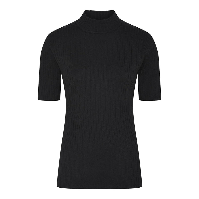 MICHA Ribbstickad viskos Black