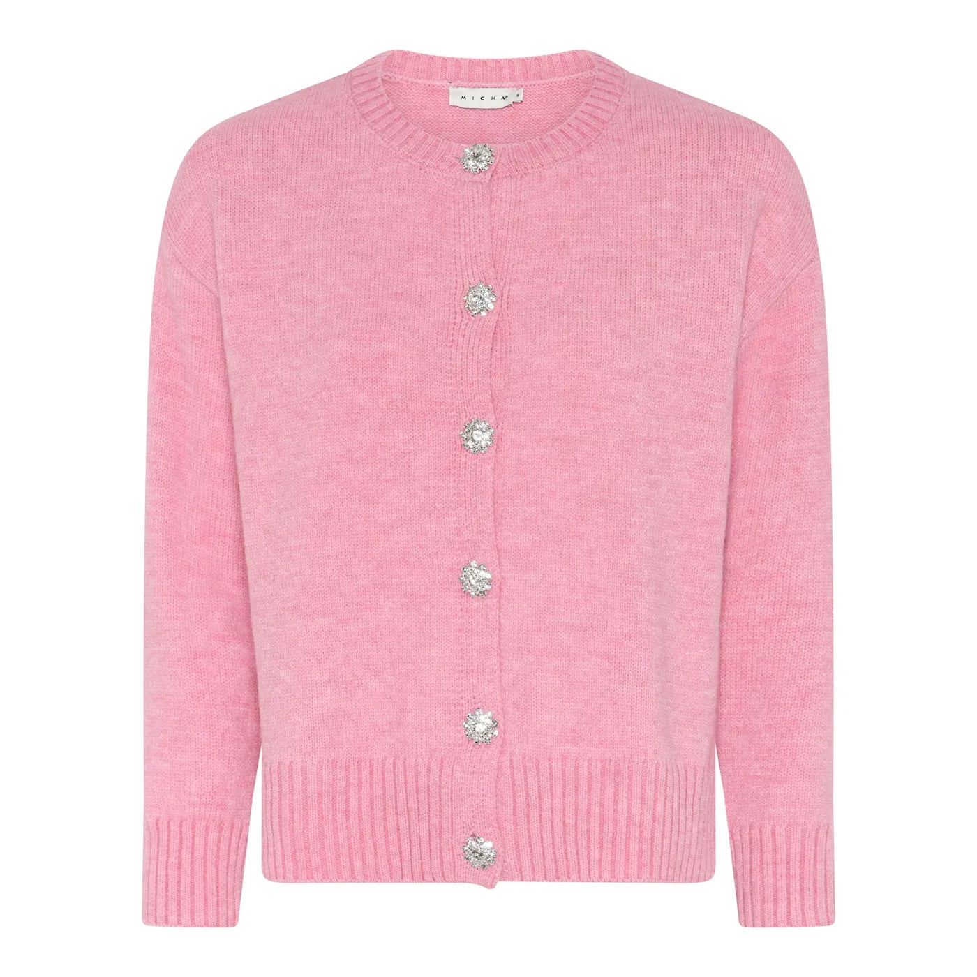 MICHA Stickad Kofta Basic Cosy Rosa
