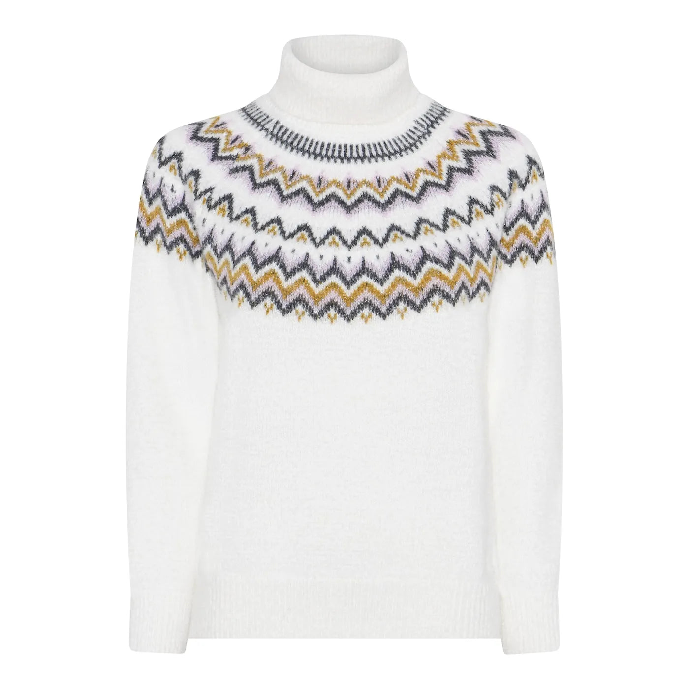 MICHA Stickad Tröja Nordic Benvit Blå