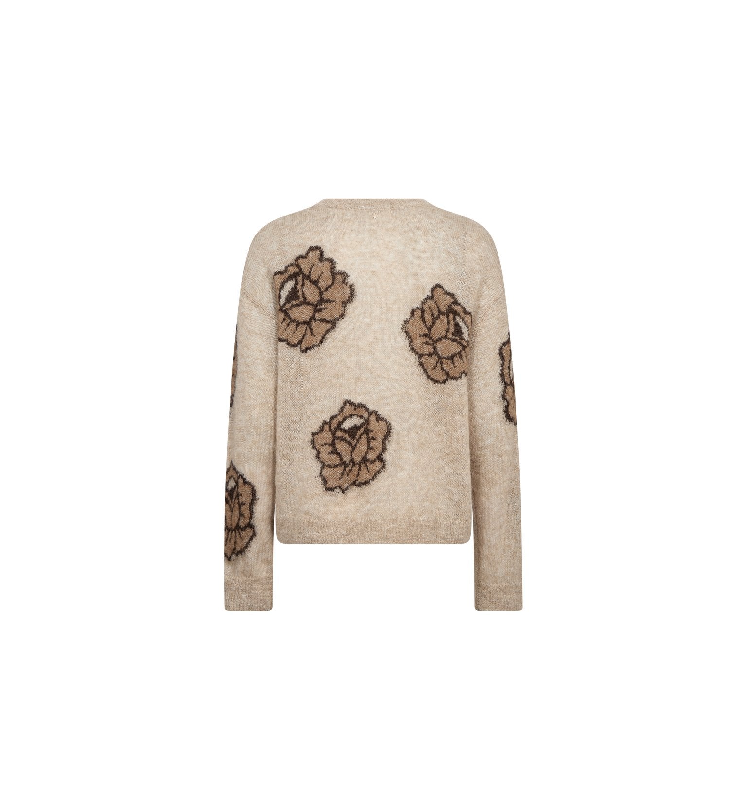 Mos Mosh Drea Blommig Stickad Tröja Beige