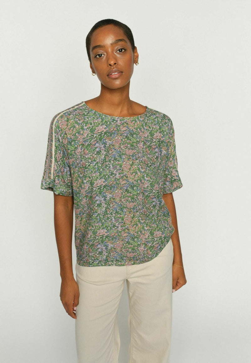Mos Mosh Kortärmad Topp Palma Flowish Orchid Grön