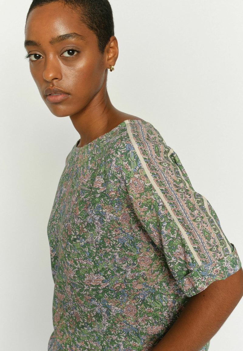 Mos Mosh Kortärmad Topp Palma Flowish Orchid Grön