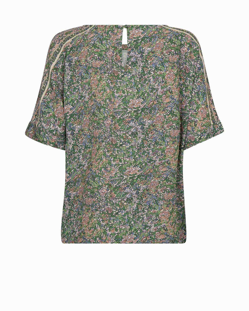 Mos Mosh Kortärmad Topp Palma Flowish Orchid Grön