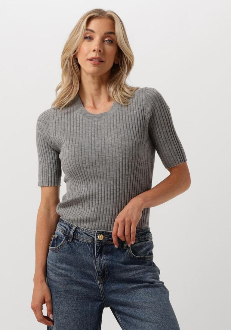 Mos Mosh Relena Ullstickad Tröja Sharkskin Grå