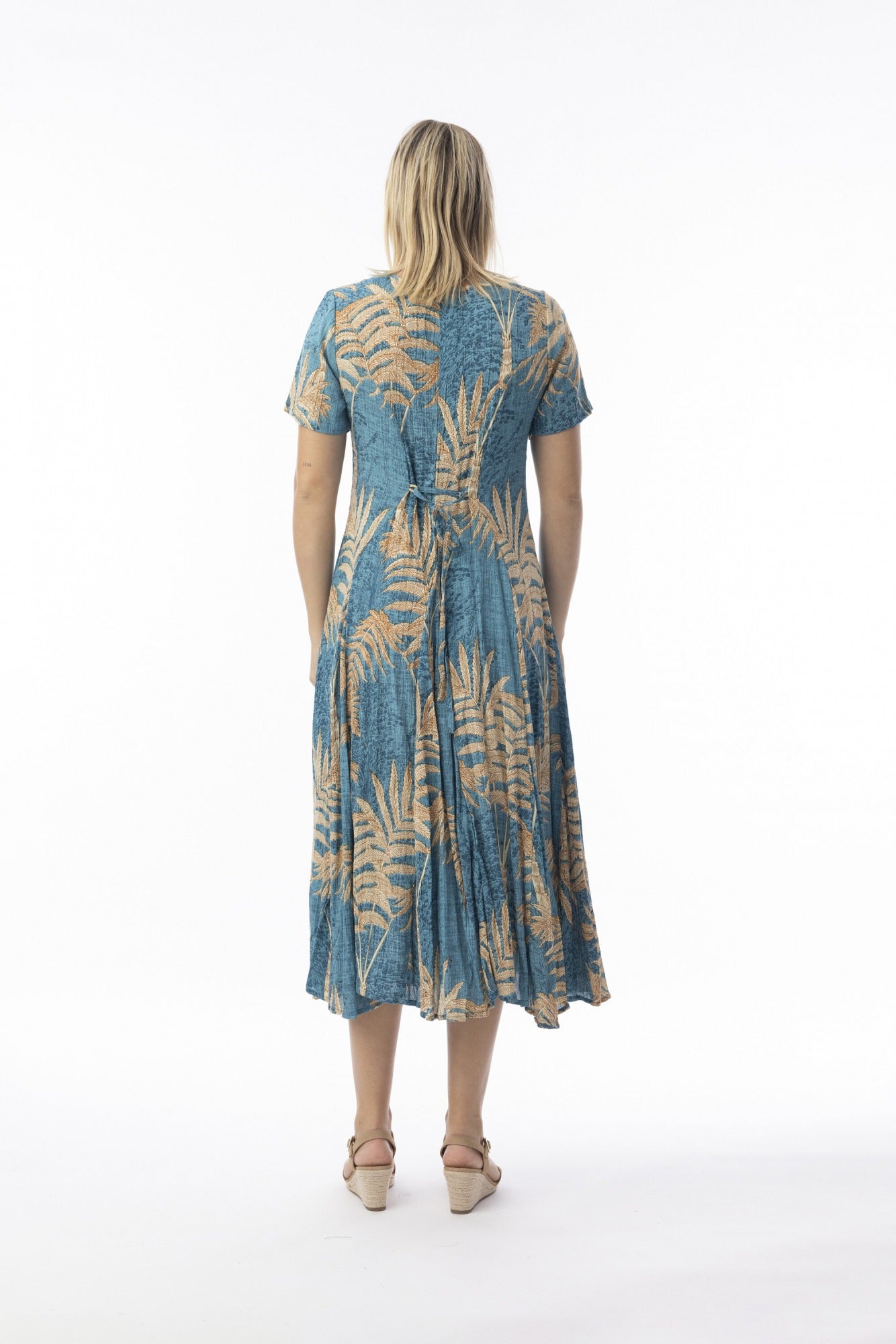 ORIENTIQUE Godet-Klänning Ponta Verde Blå