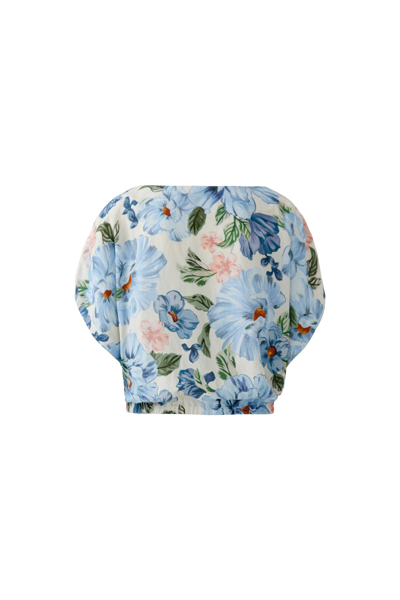 OUI Blommig Avslappnad Blus Blå och Vit