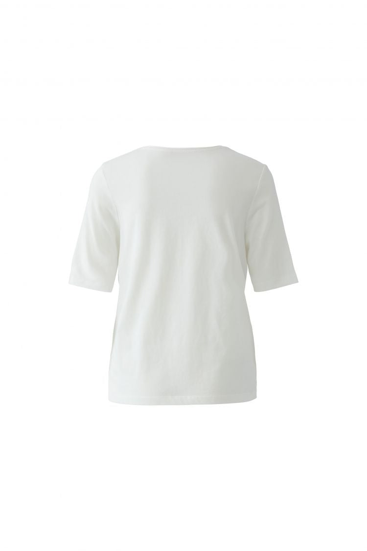 OUI T-shirt med Handritad Design Vit