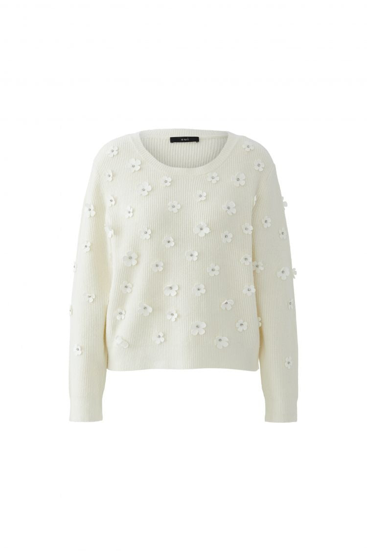 OUI Tröja med Blommor Vit