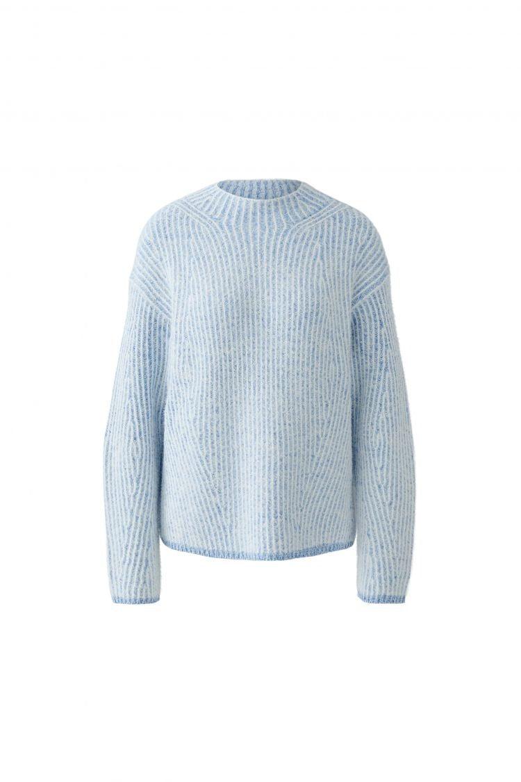 OUI Tvåfärgad Ribbad Tröja Blå och Vit