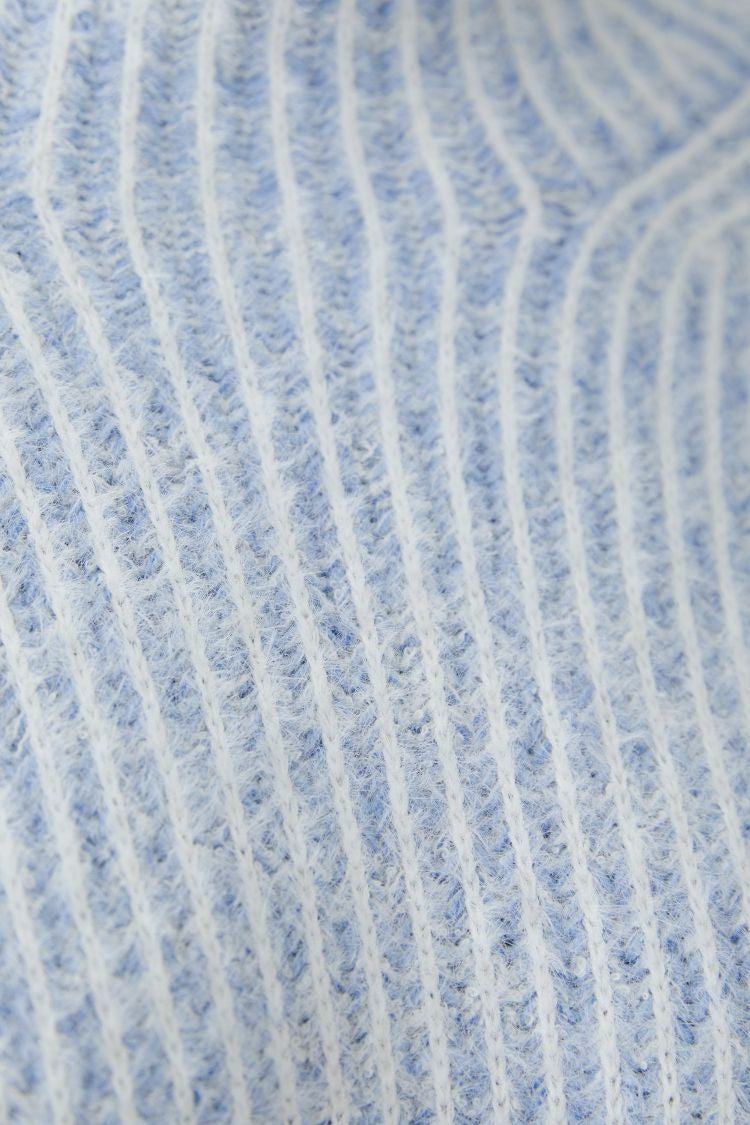 OUI Tvåfärgad Ribbad Tröja Blå och Vit