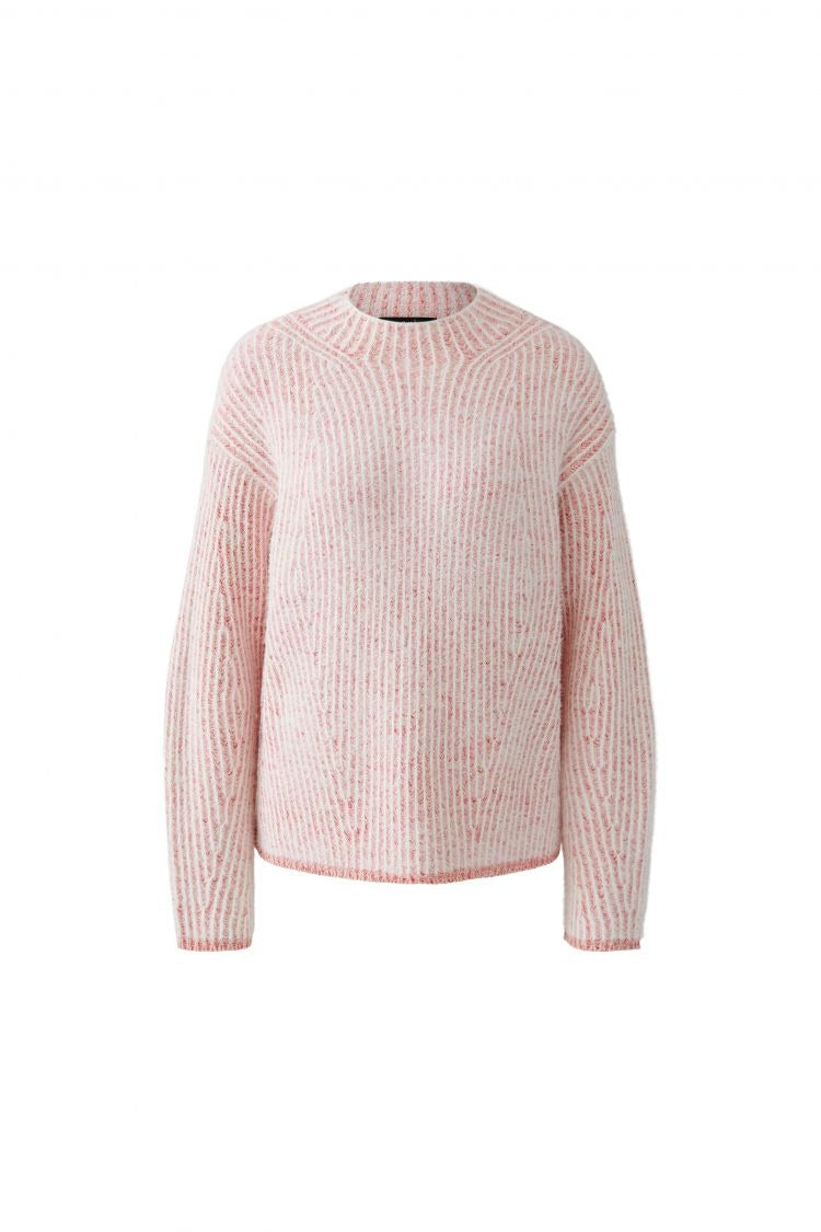 OUI Tvåfärgad Ribbad Tröja Rosa och Vit