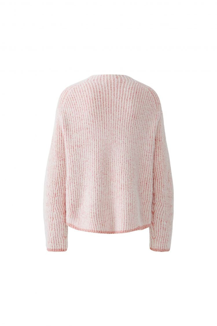 OUI Tvåfärgad Ribbad Tröja Rosa och Vit
