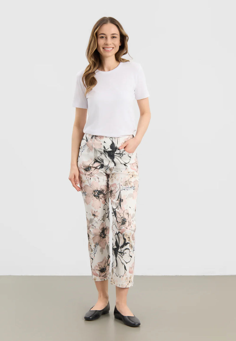 LauRie Byxor Patricia Pure Regular Cropped Rose Print
