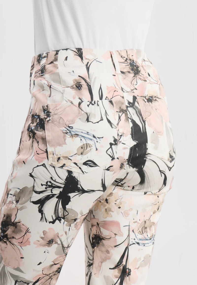 LauRie Byxor Patricia Pure Regular Cropped Rose Print