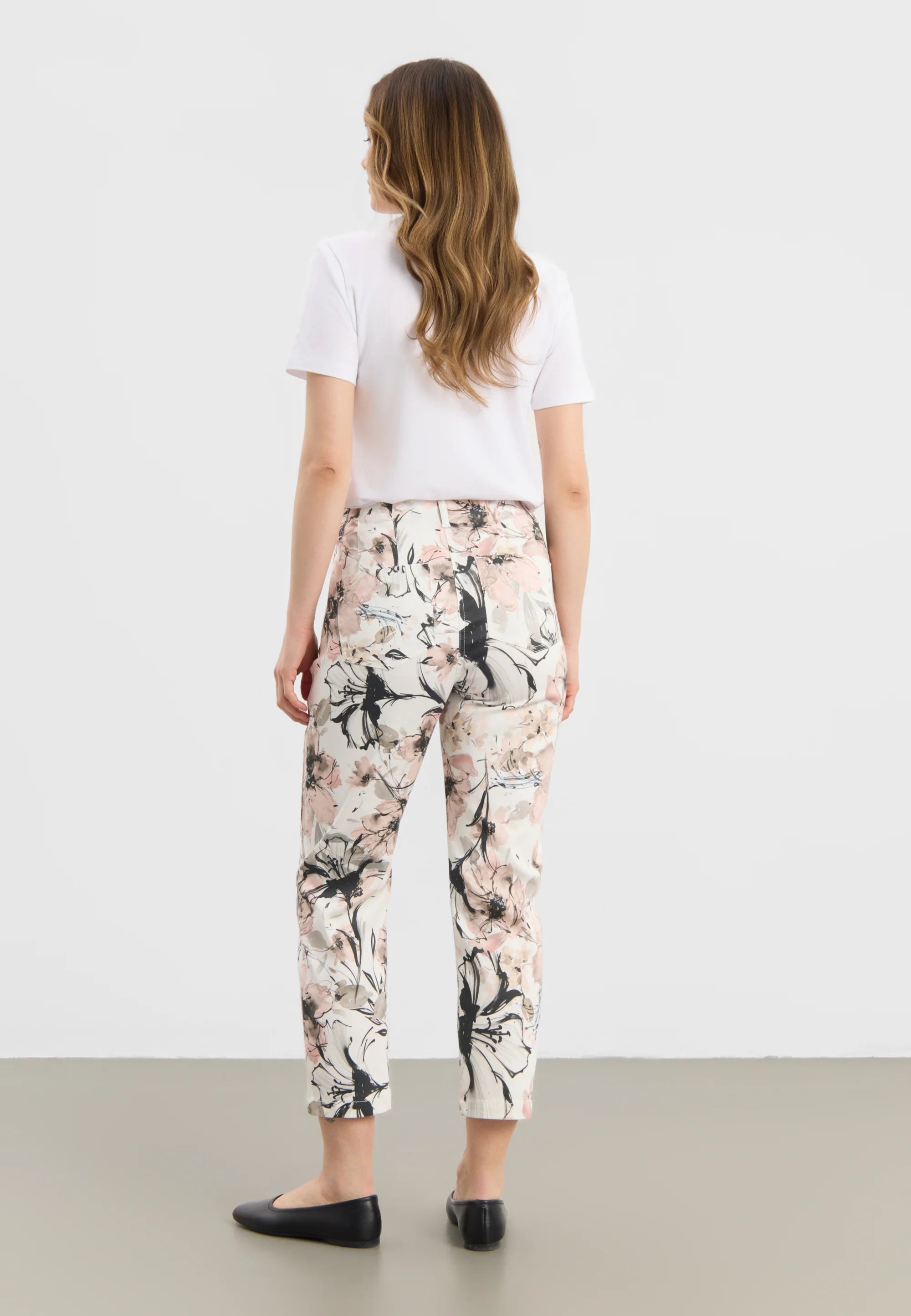 LauRie Byxor Patricia Pure Regular Cropped Rose Print
